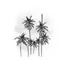 three palm trees with wave underneath  tattoo design idea