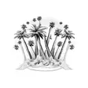 three palm trees with wave underneath  tattoo design idea