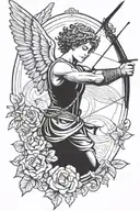 cupid shooting arrow tattoo design idea