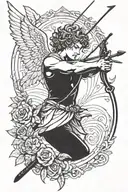 cupid shooting arrow tattoo design idea