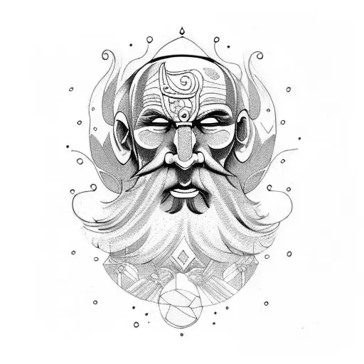 Mimir head from nordic myths tattoo design idea