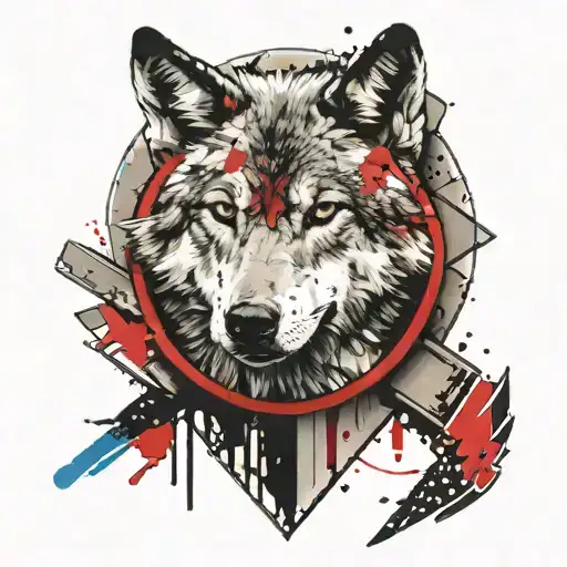 wolf and shield tattoo design idea