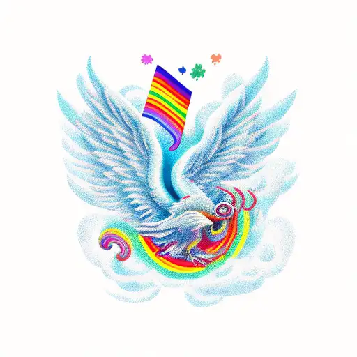 books, rainbow, phoenix, reading tattoo design idea
