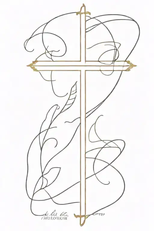 Cross with proverbs 24:16 tattoo design idea