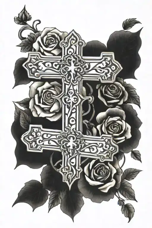 Cross with proverbs 24:16 tattoo design idea