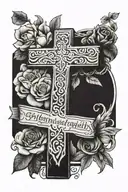 Cross with proverbs 24:16 tattoo design idea