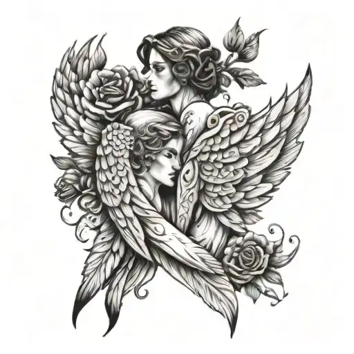 angel wings and Cause you and I, we were born to die tattoo design idea