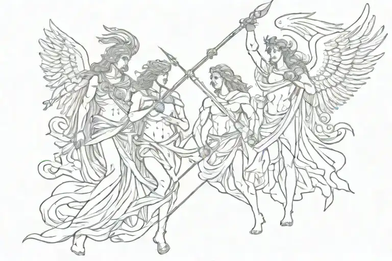 apollo, hades and athena   tattoo design idea