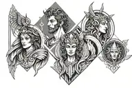 apollo, hades and athena   tattoo design idea