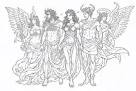apollo, hades and athena   tattoo design idea