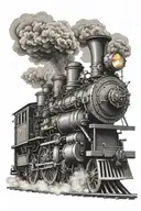 steam engine train tattoo design idea