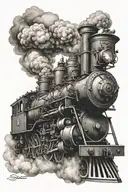 steam engine train tattoo design idea