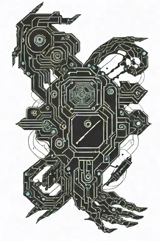 tattoo linked to robots that has  geometric lines encompating my taurian side tattoo design idea