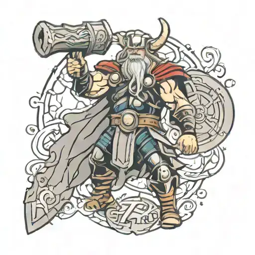 mjoinir stormbreaker Thor marvel tattoo design idea