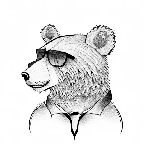 Dead bear holding candy cotton tattoo design idea