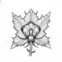 rose thistle maple leaf clover daffodil  tattoo design idea