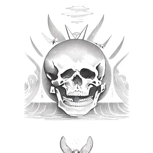 tarot card "The Death", engraving style tattoo design idea