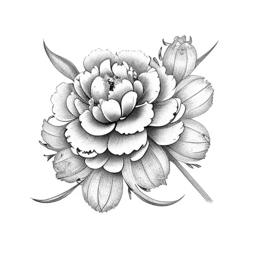 grape hyacinth and peony tattoo design idea