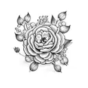grape hyacinth and peony tattoo design idea