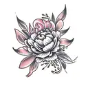 grape hyacinth and peony tattoo design idea
