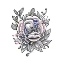 grape hyacinth and peony tattoo design idea