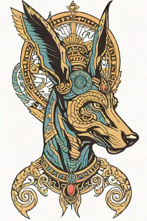 Enzo circle and Anubis tattoo design idea
