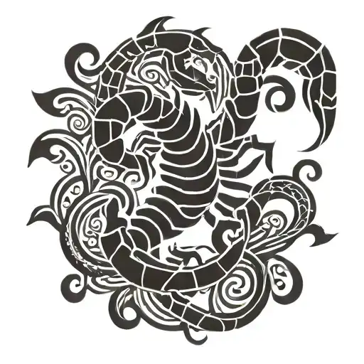 scorpion with initials J and B tattoo design idea