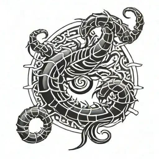 scorpion with initials J and B in the center tattoo design idea