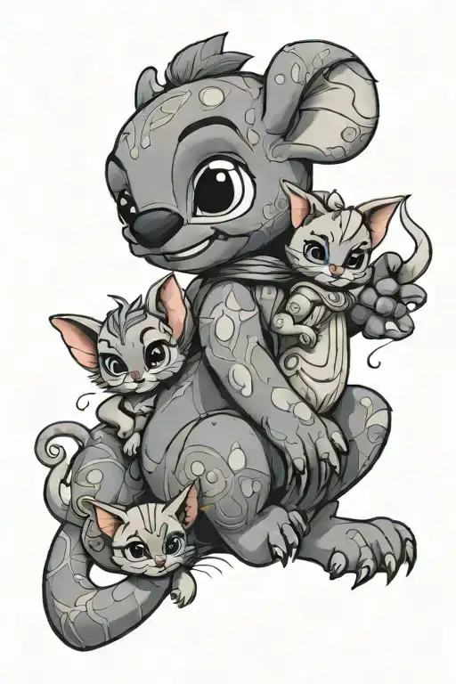 - Stitch (Lilo and stitch) - The Aristocats - Frozen - Moana - Dumbo - Mulan - Tinker Bell - Tangled  tattoo design idea