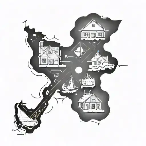 cape cod map outline tattoo design idea