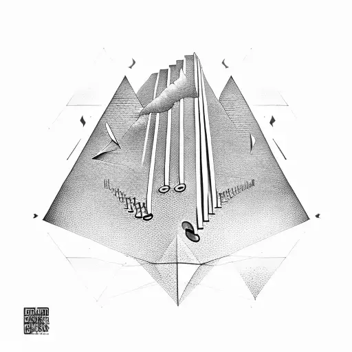 A pyramid made of musical notes, representing the client's love for both ancient history and music tattoo design idea