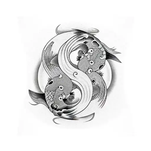 yin yang koi fish wrapped around arm  tattoo design idea