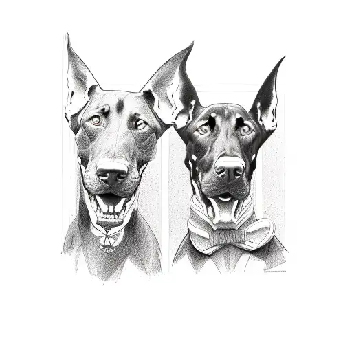 Two Doberman's names Hades and Diablo tattoo design idea