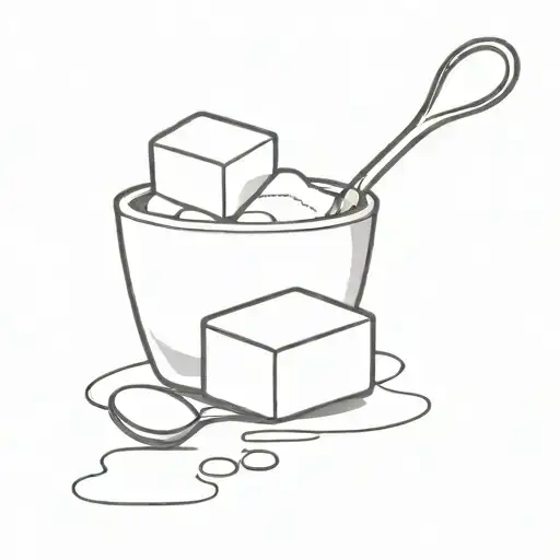 Spoon and sugar cube tattoo design idea