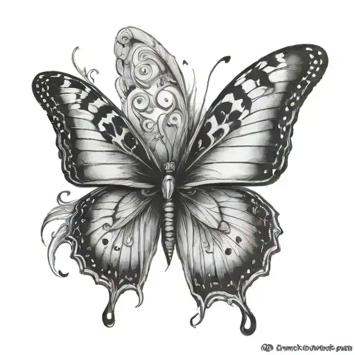 semicolon Butterfly wings tattoo design idea