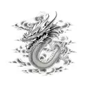 Dragon with open mouth, without scales tattoo design idea