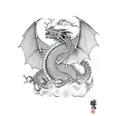 Dragon with open mouth, without scales tattoo design idea