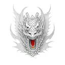 Dragon with open mouth, without scales tattoo design idea