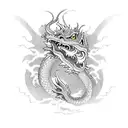 Dragon with open mouth, without scales tattoo design idea