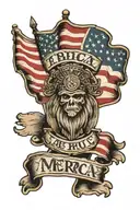 last name and American flag and Peru flag  tattoo design idea