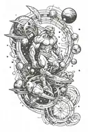 Incorporate elements of bodybuilding and space into a tattoo design tattoo design idea
