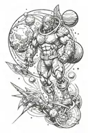 Incorporate elements of bodybuilding and space into a tattoo design tattoo design idea