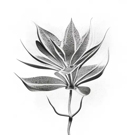 A black-grey tattoo of a plant growing out of a paintbrush tattoo design idea