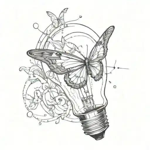 A butterfly coming out of broken lightbulb with don't let this darkness fool you all lights turned off can be turned on tattoo design idea