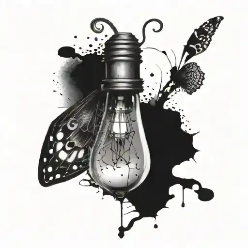 A butterfly coming out of broken lightbulb with don't let this darkness fool you all lights turned off can be turned on tattoo design idea