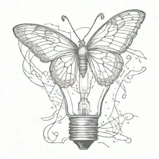 A butterfly coming out of broken lightbulb with don't let this darkness fool you all lights turned off can be turned on tattoo design idea