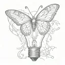 A butterfly coming out of broken lightbulb with don't let this darkness fool you all lights turned off can be turned on tattoo design idea