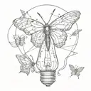 A butterfly coming out of broken lightbulb with don't let this darkness fool you all lights turned off can be turned on tattoo design idea