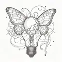 A butterfly coming out of broken lightbulb with don't let this darkness fool you all lights turned off can be turned on tattoo design idea