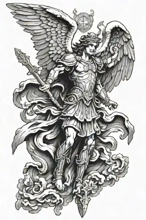 Saint michael with psalms 56:11 under it  tattoo design idea